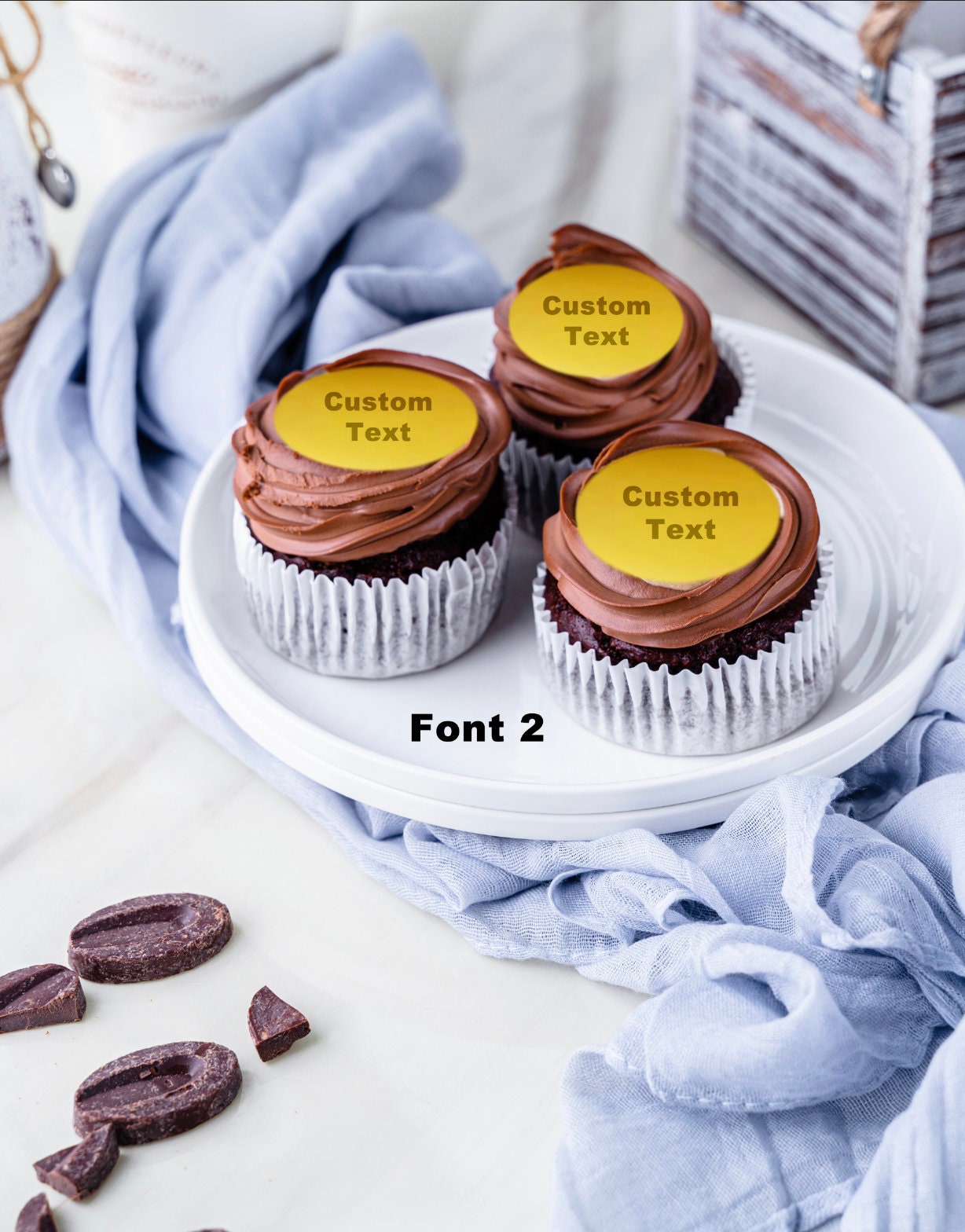 Personalized Name Cupcake Toppers- Personalized Disk Cake Toppers- Acrylic Cupcake Toppers- Mirror Gold Disk Cupcake Toppers