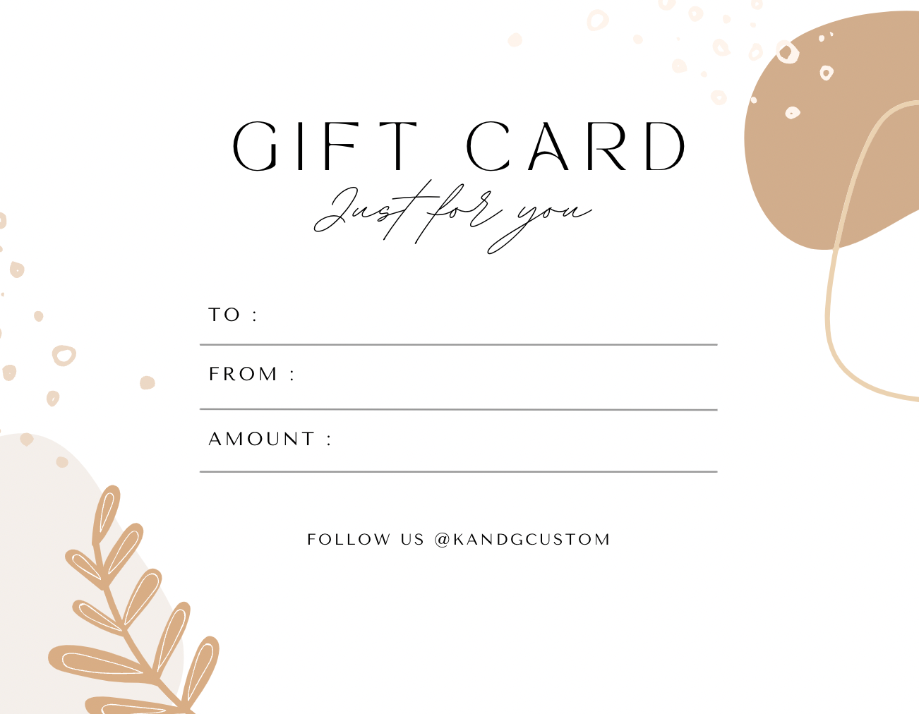 K&G CUSTOMS GIFT CARD