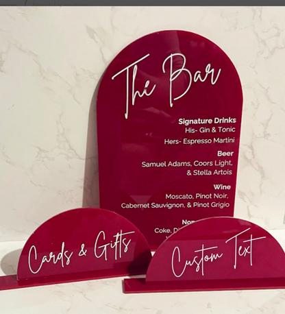 Custom Bar Menu Sign- Event Signage- Custom Wedding Signage- Bar Sign