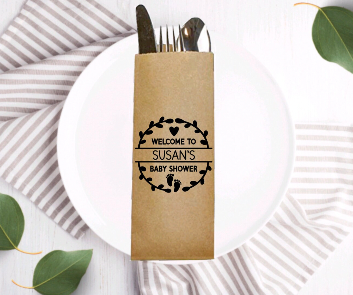 Custom Utensil Bags- Party Utensil Bags- Custom Party Decor- Party Favors- Wedding Favors- Summer Weddings