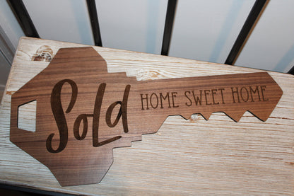 Custom Realtor Key Sign- Wood Key Sign- Sold Home Key Sign- Home Sweet Home SIgn