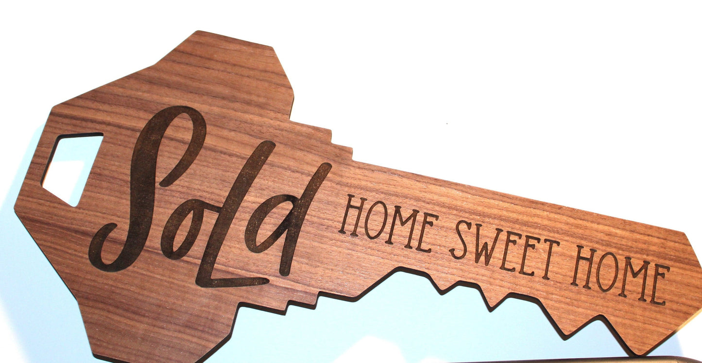Custom Realtor Key Sign- Wood Key Sign- Sold Home Key Sign- Home Sweet Home SIgn