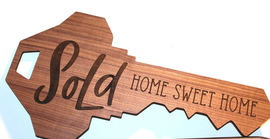 Custom Realtor Key Sign- Wood Key Sign- Sold Home Key Sign- Home Sweet Home SIgn