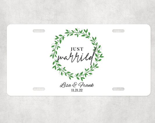 CUSTOM wedding license plate- unique license plate- car- custom car accessories- Wedding Gift- Newlyweds