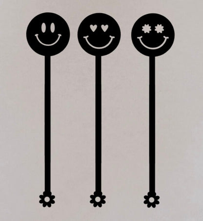 Retro smiley drink stirrers- Retro Birthday Party- Two Groovy Birthday Decor- Acrylic Drink Stirrers