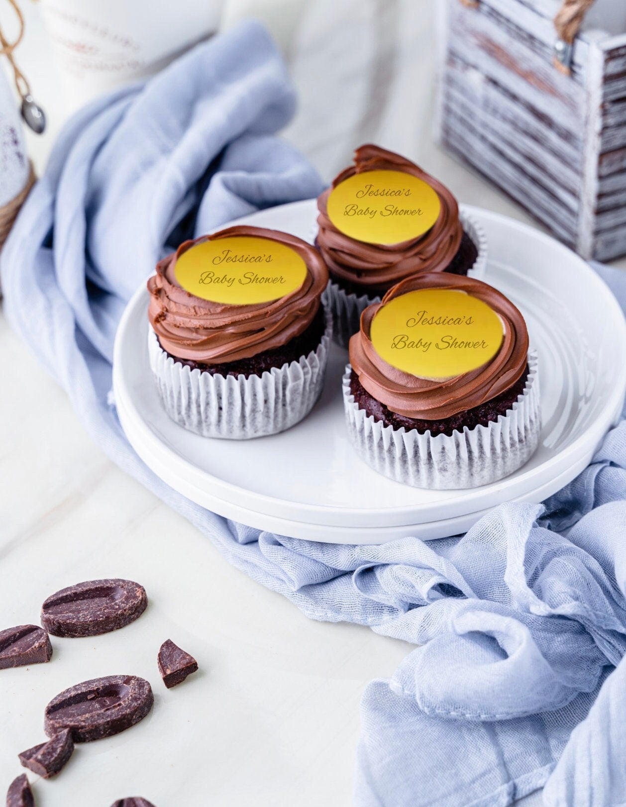 Personalized Name Cupcake Toppers- Personalized Disk Cake Toppers- Acrylic Cupcake Toppers- Mirror Gold Disk Cupcake Toppers