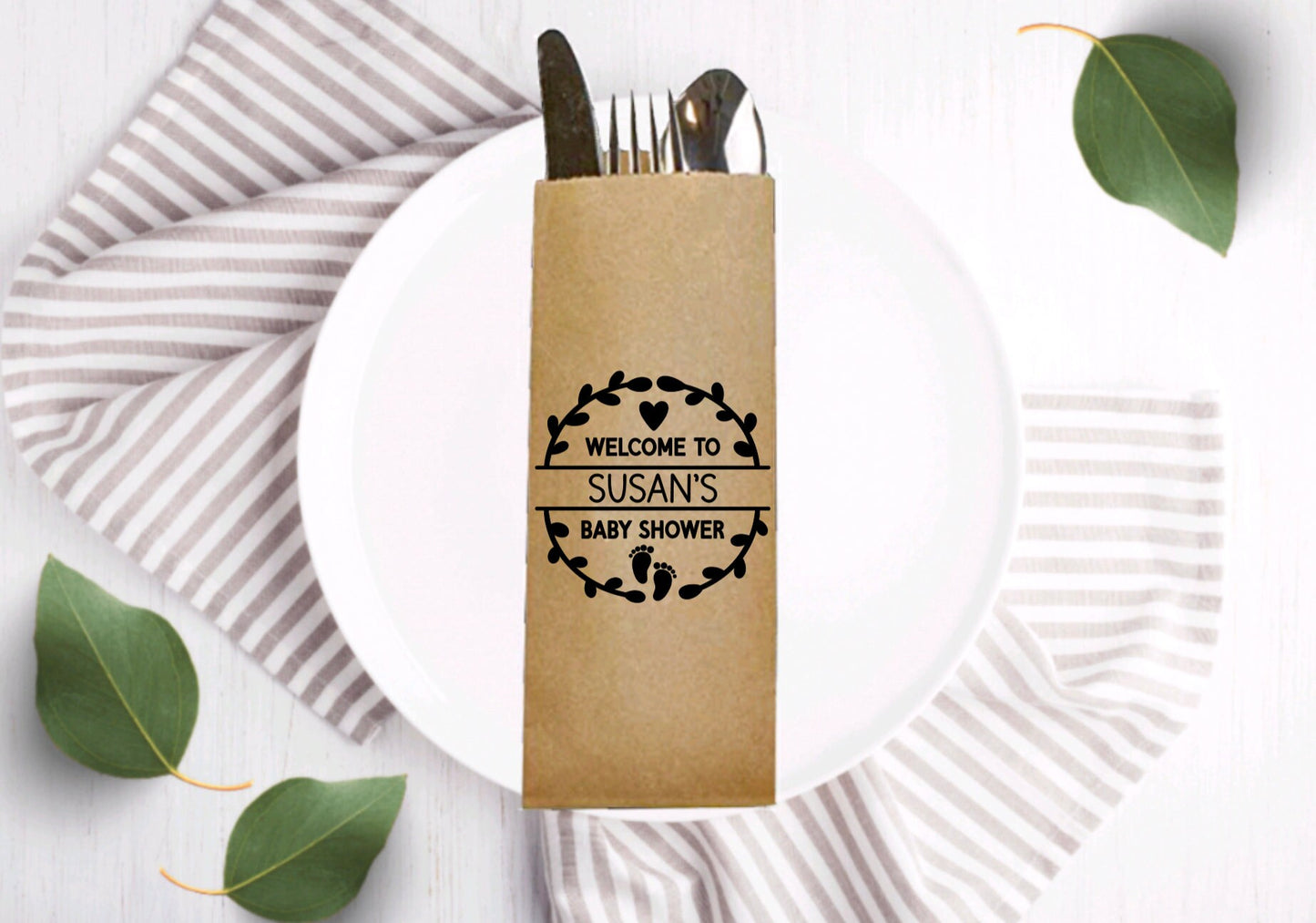 Custom Design Utensil Bags- Personalized Party Utensil Bags- Custom Party Decor- Party Favors- Wedding Favors- Summer Weddings