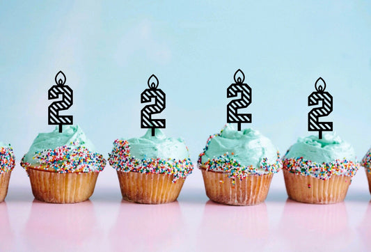 Candle Number Cupcake Toppers- Birthday Cupcake Toppers- Acrylic Cupcake Toppers- Birthday Party Decor