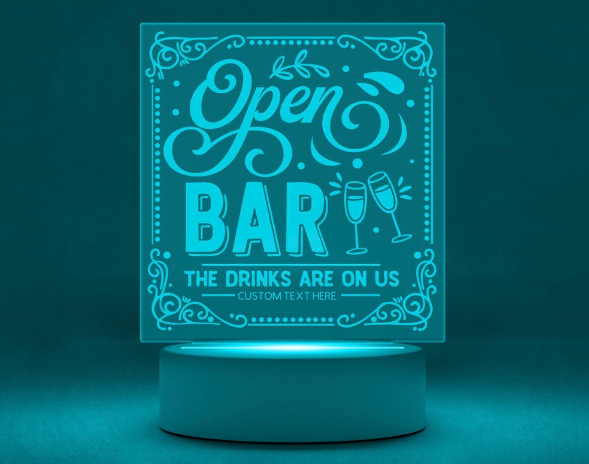 Personalized Light Up Sign- Custom Acrylic LED Sign- Wedding Sign- Company Logo Sign- Wedding Light Up Sign- Bar Menu- Bar Sign