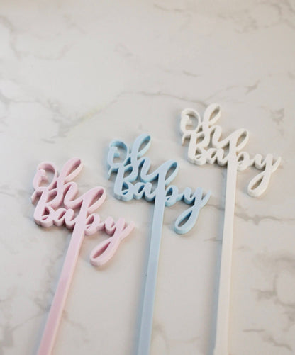 Oh Baby drink stirrers- Baby Shower Drink Stirrers- Swizzle Sticks- Acrylic Drink Stirrers- Drink Stirrers