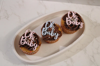 Oh Baby Cupcake Toppers- Baby Shower Acrylic Cupcake Toppers- Cupcake Name Toppers- Party Decor-Baby Shower- Oh Baby