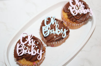 Oh Baby Cupcake Toppers- Baby Shower Acrylic Cupcake Toppers- Cupcake Name Toppers- Party Decor-Baby Shower- Oh Baby
