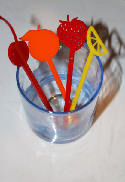 Fruit drink stirrers- Summer Drink Stirrers- Swizzle Sticks- Acrylic Drink Stirrers- Drink Stirrers