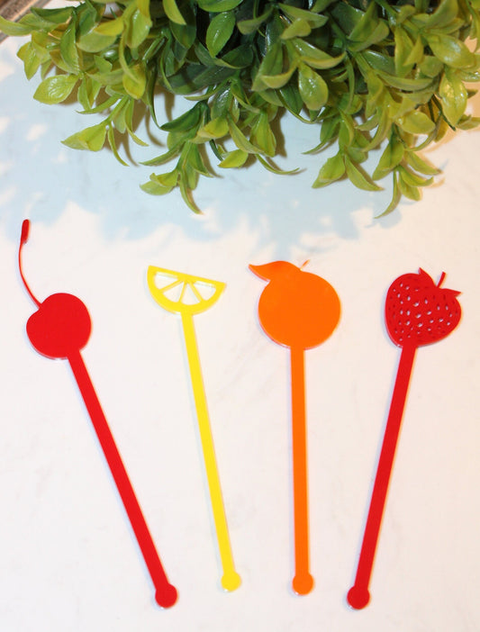 Fruit drink stirrers- Summer Drink Stirrers- Swizzle Sticks- Acrylic Drink Stirrers- Drink Stirrers