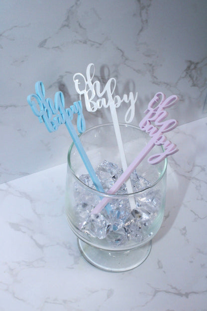 Oh Baby drink stirrers- Baby Shower Drink Stirrers- Swizzle Sticks- Acrylic Drink Stirrers- Drink Stirrers