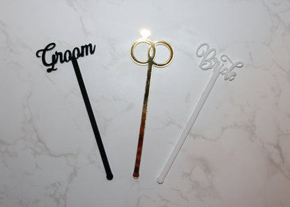 Bride drink stirrers- Wedding Drink Stirrers- Swizzle Sticks- Acrylic Drink Stirrers- Drink Stirrers