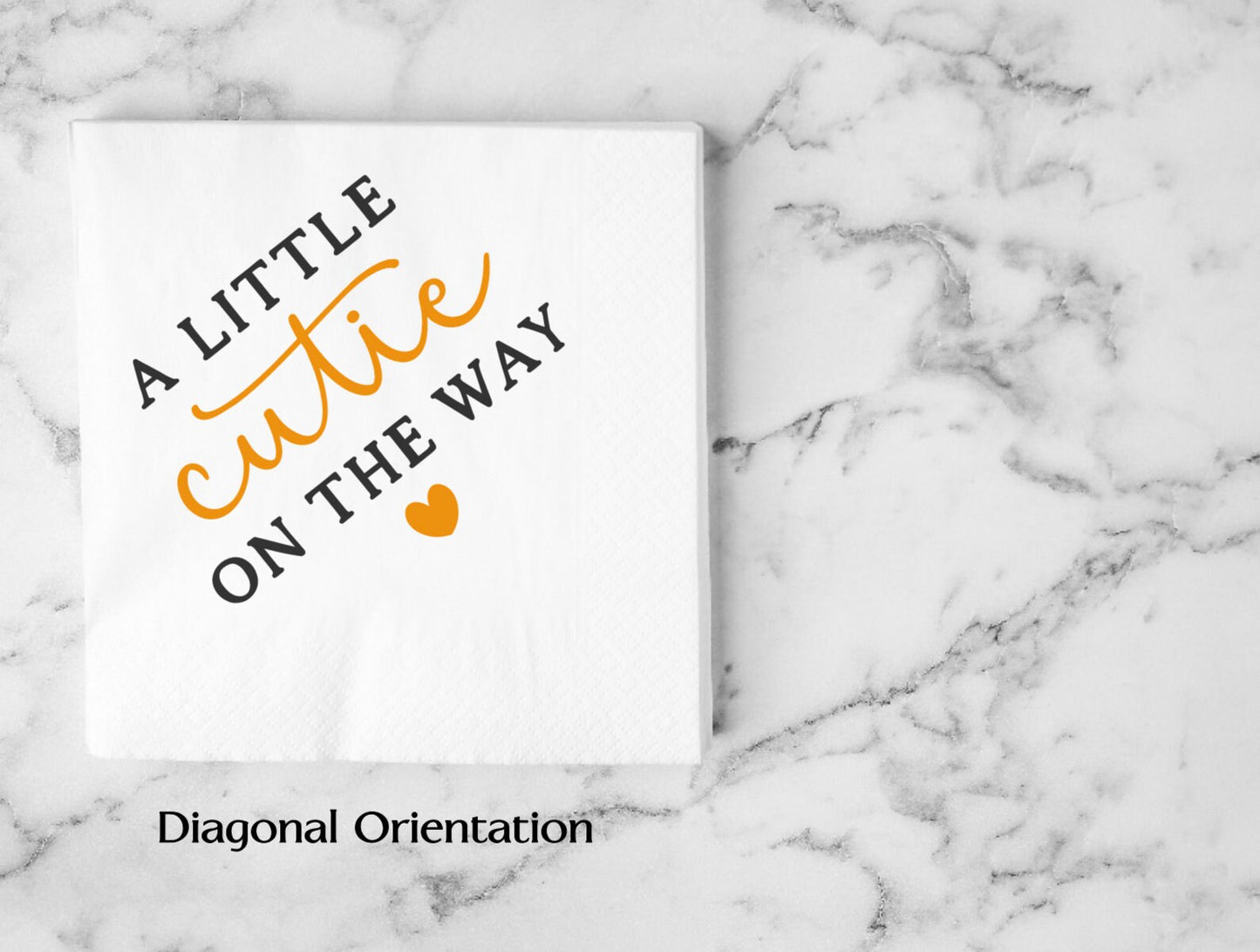Custom Bar Napkins- Personalized WHITE Cocktail Napkins- Baby Shower Napkins- Little Cutie Baby Shower Decor-  Napkins- Bar Napkins