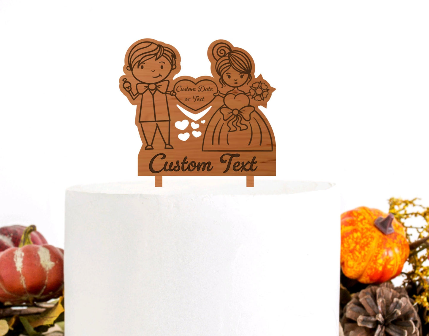 CUSTOM Wooden Engraved Cake Topper- Laser Cut Cake Topper- Wedding Cake Topper- Kids Birthday Cake Topper- Fall Wedding Decor