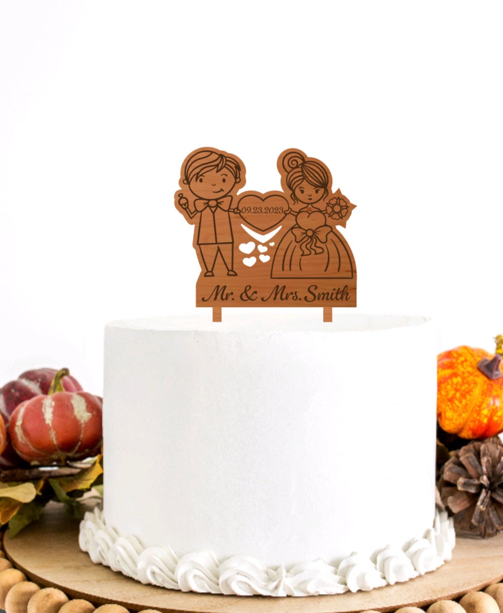 CUSTOM Wooden Engraved Cake Topper- Laser Cut Cake Topper- Wedding Cake Topper- Kids Birthday Cake Topper- Fall Wedding Decor