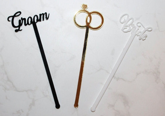 Bride drink stirrers- Wedding Drink Stirrers- Swizzle Sticks- Acrylic Drink Stirrers- Drink Stirrers